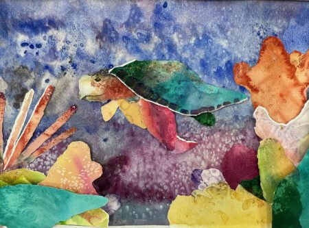 Watercolor painting of a turtle.
